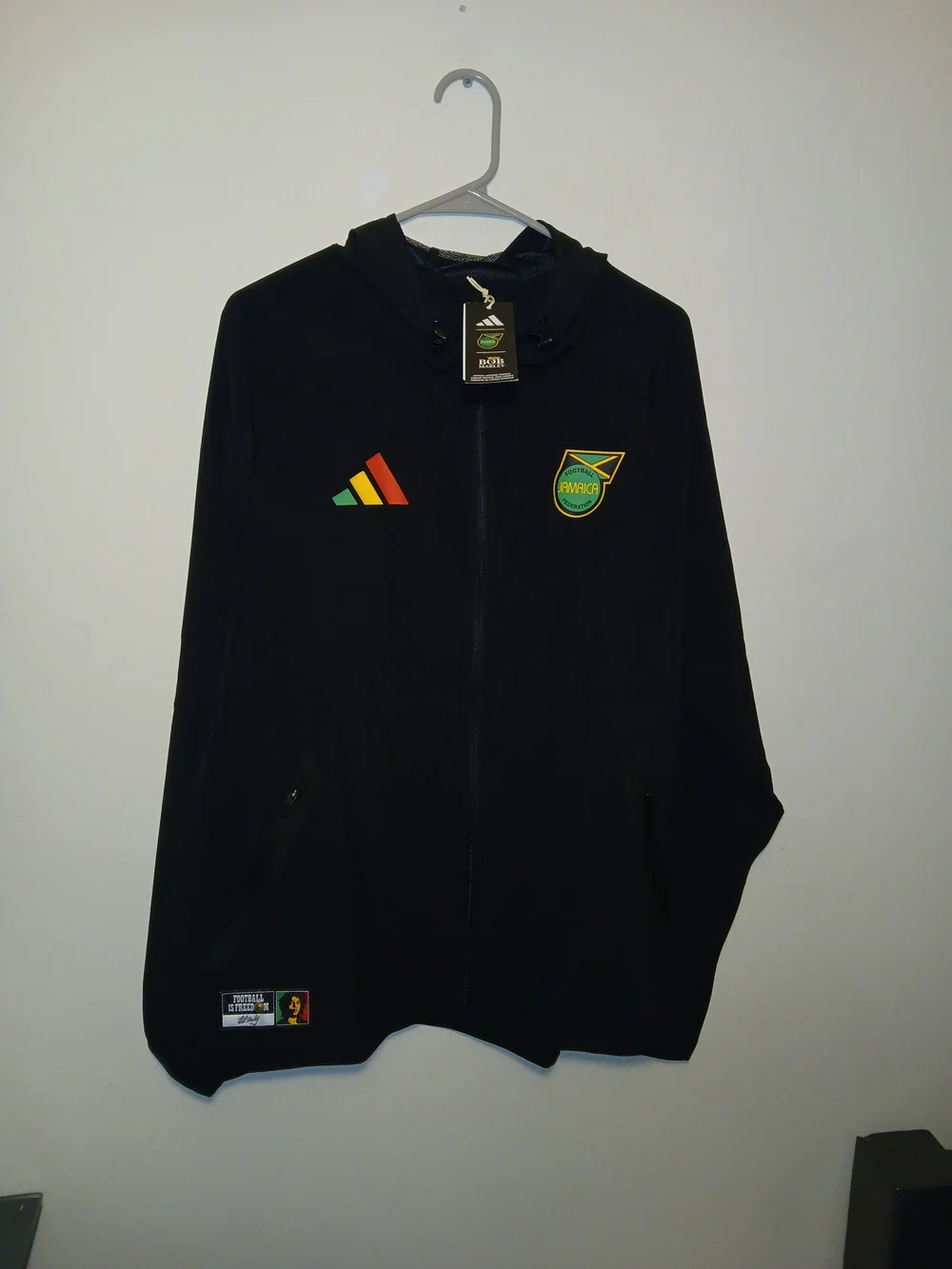 Adidas Jamaica x Bob Marley Tiro Full Zip Windbreaker Jacket Men's  Black JY5220